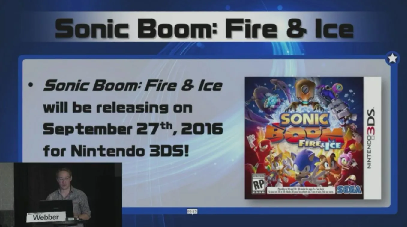 Sonic Boom: Fire & Ice for the 3DS will debut in September